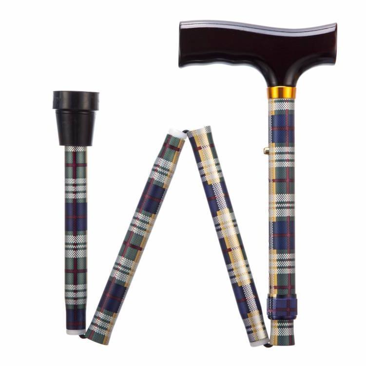 Folding Adjustable Walking Sticks - Tartan - Ingennov8