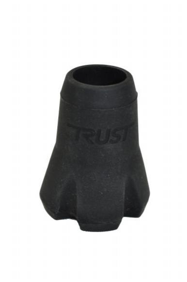 a black vase with the word trust on it