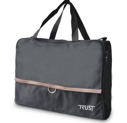 a black bag with the word trust on it